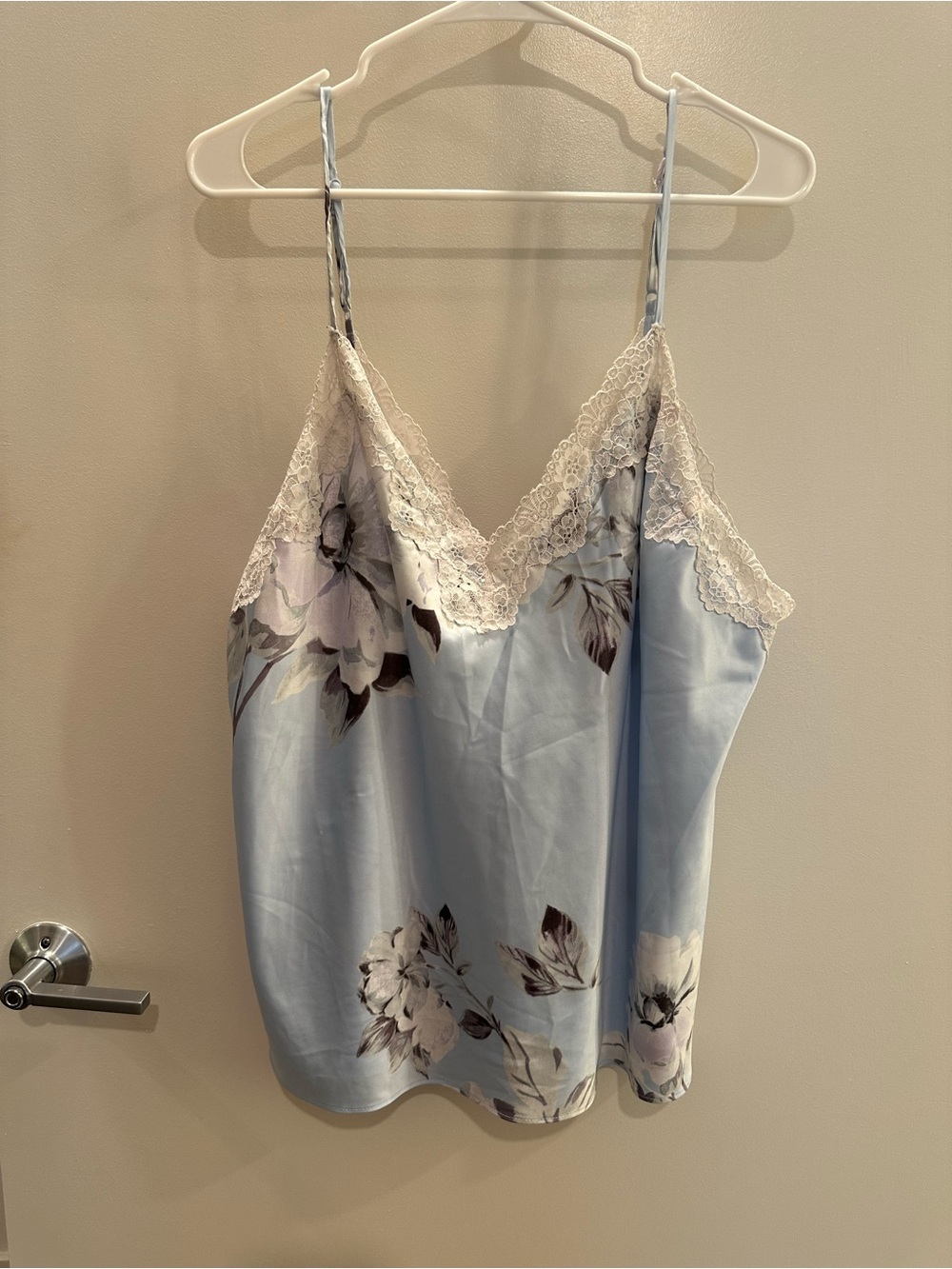 Vintage Blue Floral Lace Trim Camisole